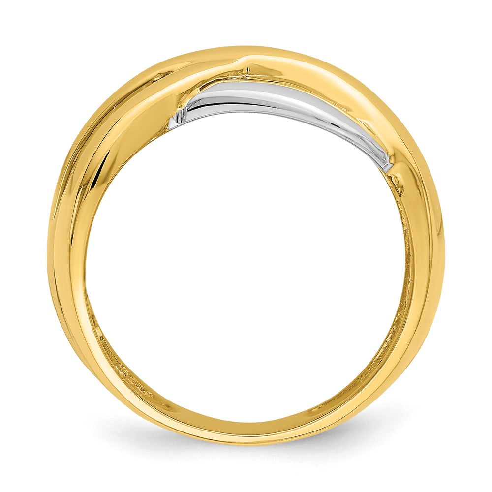 14K Bicolor Gold Ring mit Kreuz-Kreuz-Design