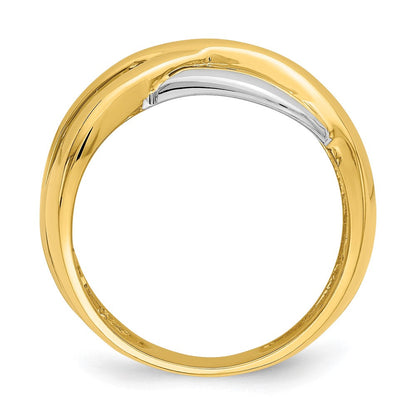 14K Bicolor Gold Ring mit Kreuz-Kreuz-Design