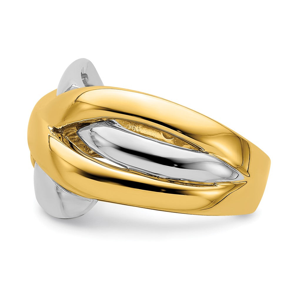 14K Bicolor Gold Ring mit Kreuz-Kreuz-Design