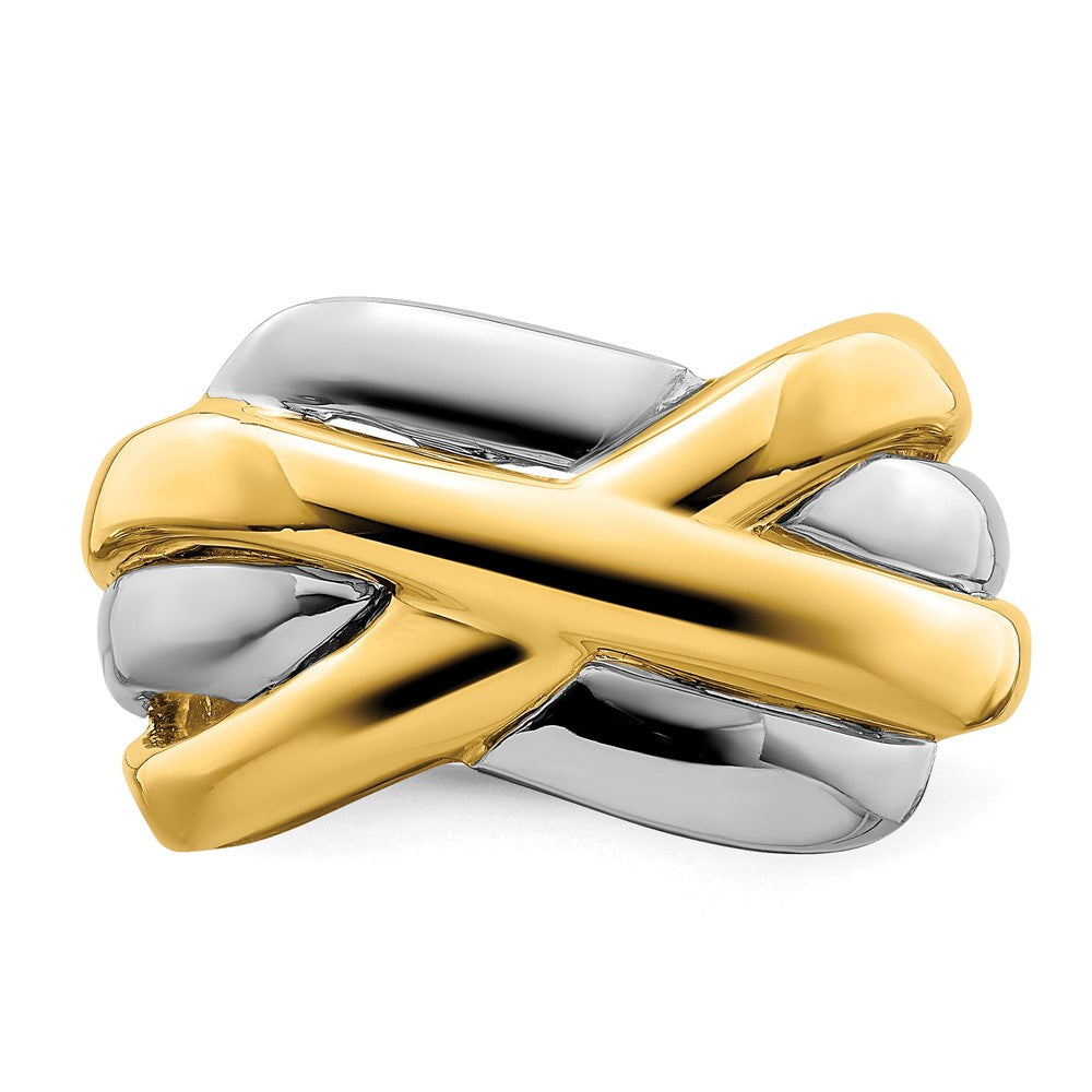14K Bicolor Gold Ring mit Kreuz-Kreuz-Design
