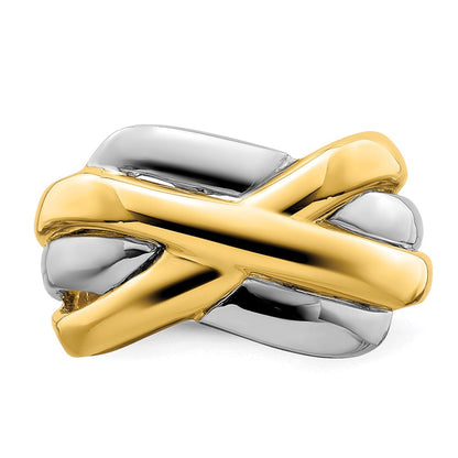 14K Bicolor Gold Ring mit Kreuz-Kreuz-Design