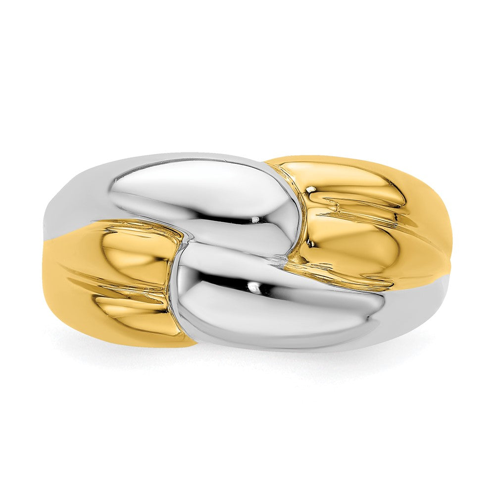 14K Bicolor-Gold Ring mit poliertem Zickzack-Design