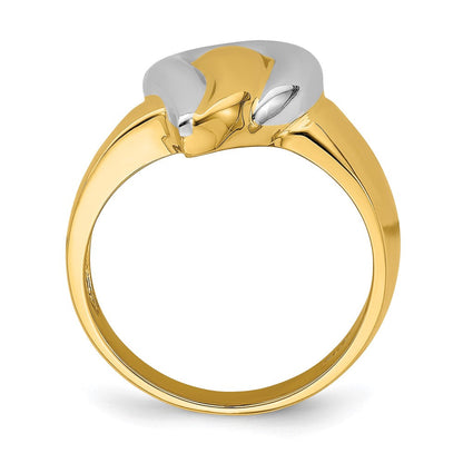14K Gelbgold mit Rhodium, poliert, Tropfen-Ring