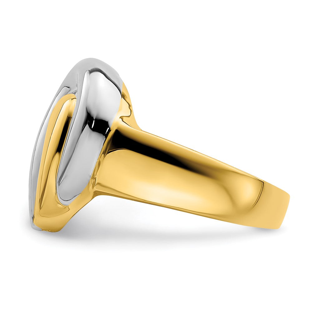 14K Gelbgold mit Rhodium, poliert, Tropfen-Ring