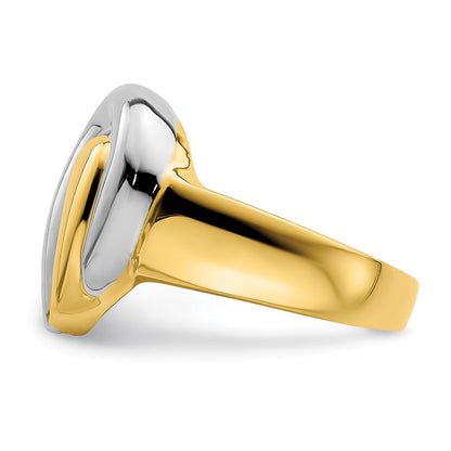 14K Gelbgold mit Rhodium, poliert, Tropfen-Ring