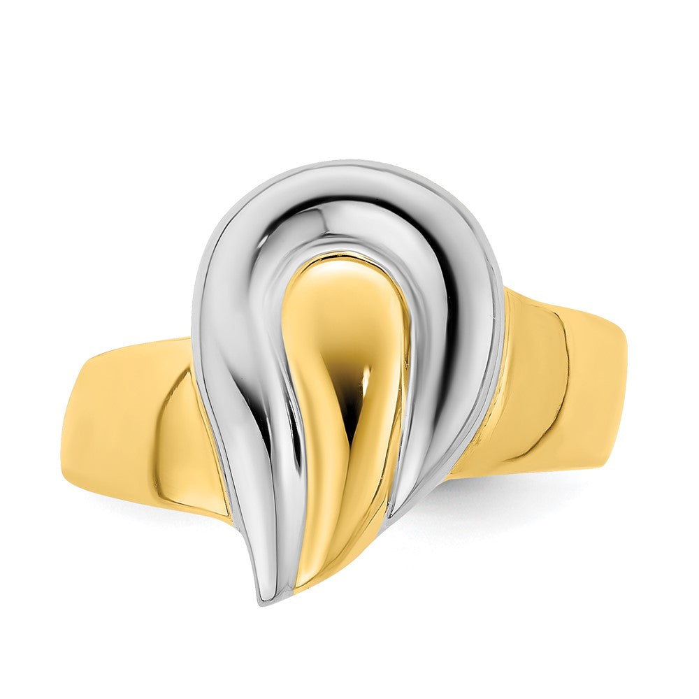 14K Gelbgold mit Rhodium, poliert, Tropfen-Ring