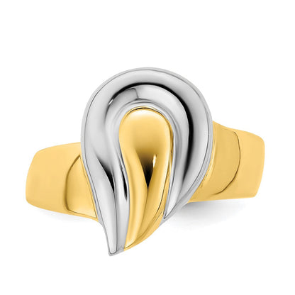 14K Gelbgold mit Rhodium, poliert, Tropfen-Ring