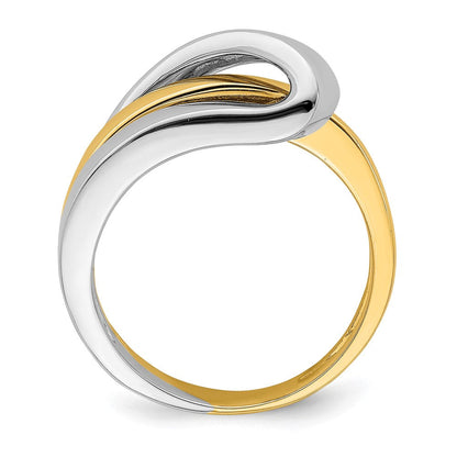 14K Bicolor-Gold Ring, poliert mit gefaltetem Design