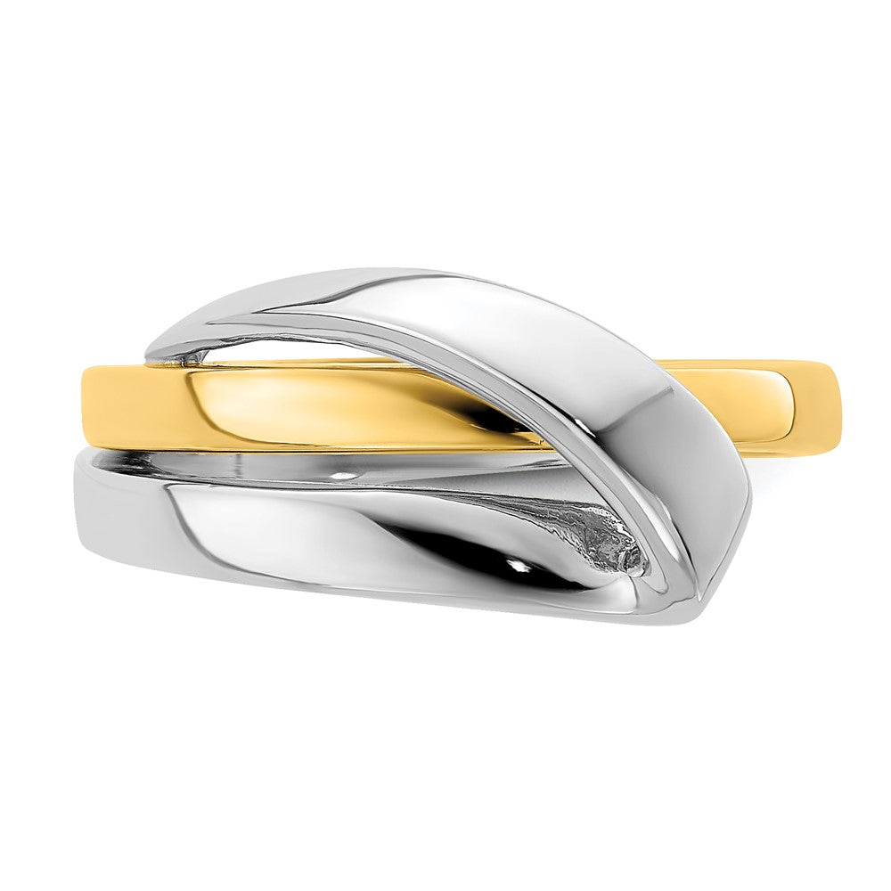 14K Bicolor-Gold Ring, poliert mit gefaltetem Design