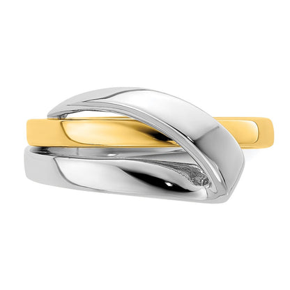 14K Bicolor-Gold Ring, poliert mit gefaltetem Design