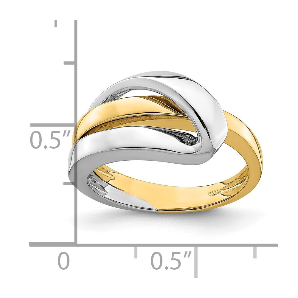 14K Bicolor-Gold Ring, poliert mit gefaltetem Design