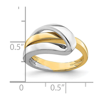 14K Bicolor-Gold Ring, poliert mit gefaltetem Design