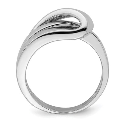 14K Weißgold Ring, poliert, mit gefaltetem Design