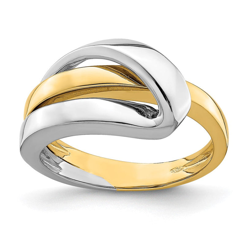 14K Bicolor-Gold Ring, poliert mit gefaltetem Design