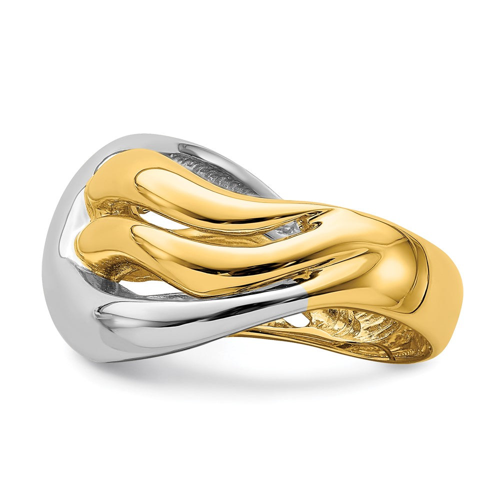 14K Bicolor-Gold Polierter Dreifach-Ring