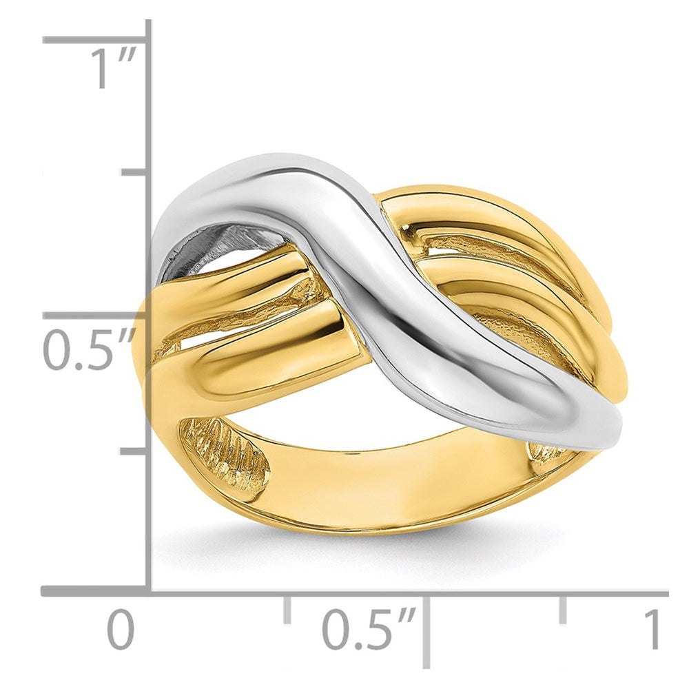 14K Bicolor-Gold Polierter Dreifach-Ring