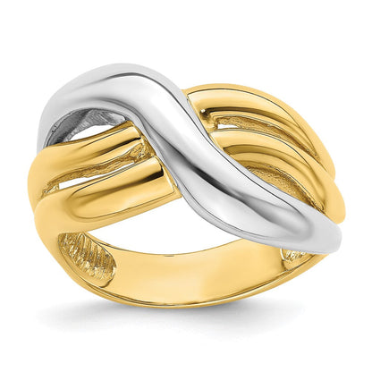 14K Bicolor-Gold Polierter Dreifach-Ring