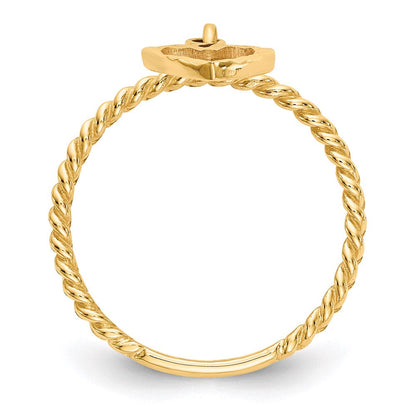 14K Gelbgold Ring mit herzförmigem Anhänger