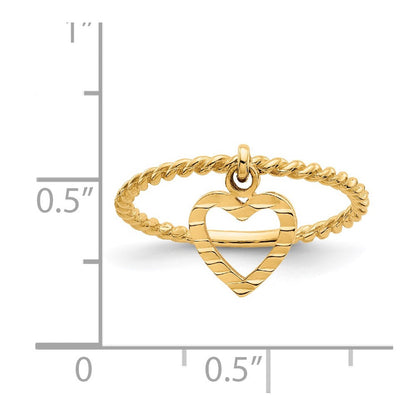 14K Gelbgold Ring mit herzförmigem Anhänger