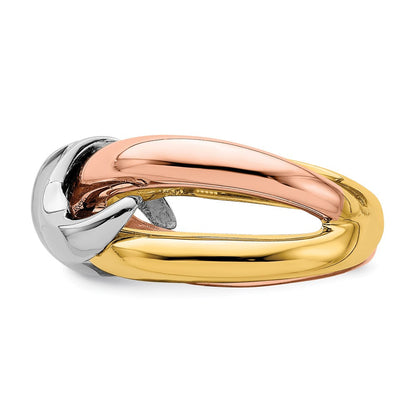 14K Tricolor Gold Ehering mit poliertem Swirl-Design