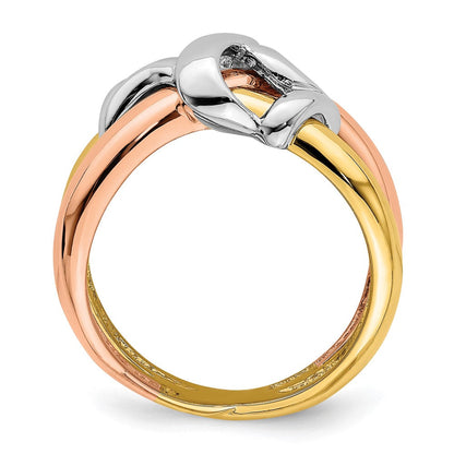 14K Tricolor Gold Ring, poliert, geflochten