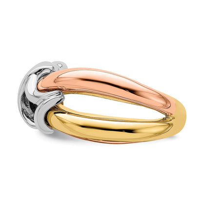 14K Tricolor Gold Ring, poliert, geflochten