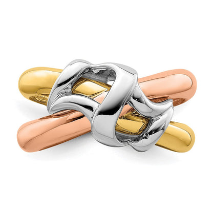 14K Tricolor Gold Ring, poliert, geflochten