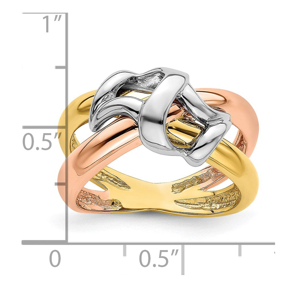 14K Tricolor Gold Ring, poliert, geflochten