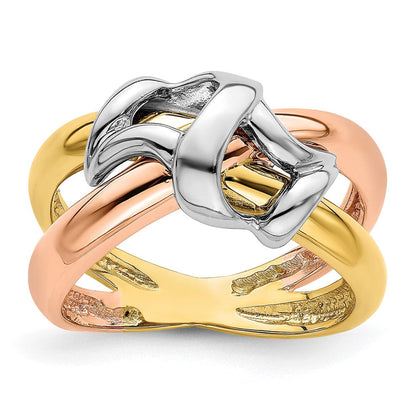 14K Tricolor Gold Ring, poliert, geflochten