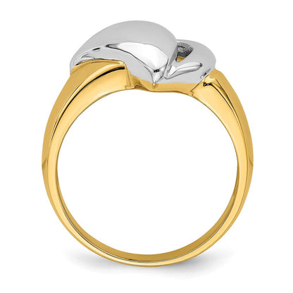 14K Gelbgold mit Rhodium-Polish, zeitgenössischer Ring