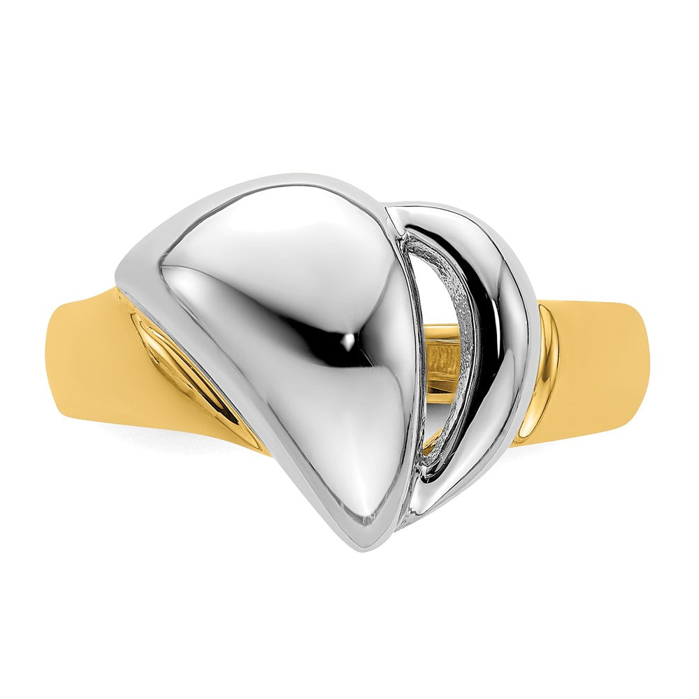 14K Gelbgold mit Rhodium-Polish, zeitgenössischer Ring