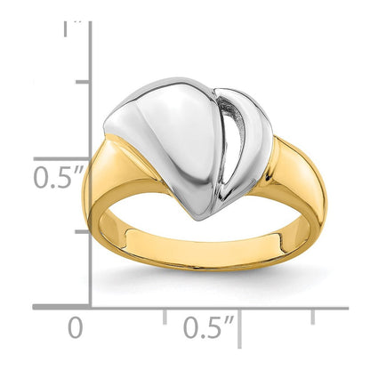14K Gelbgold mit Rhodium-Polish, zeitgenössischer Ring