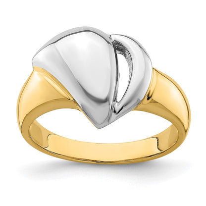 14K Gelbgold mit Rhodium-Polish, zeitgenössischer Ring