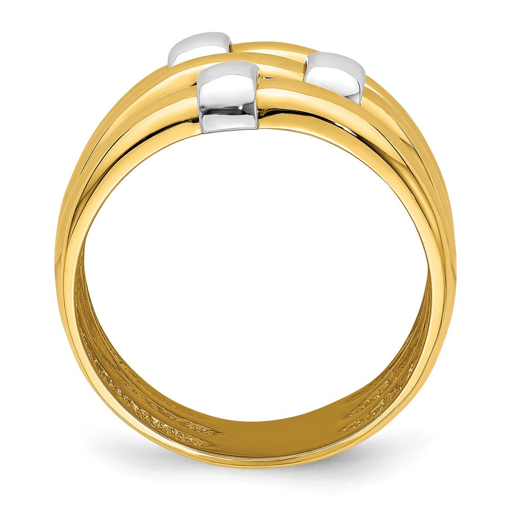 14K Bicolor Gold Polierter Bandring