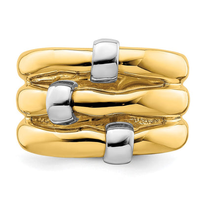 14K Bicolor Gold Polierter Bandring