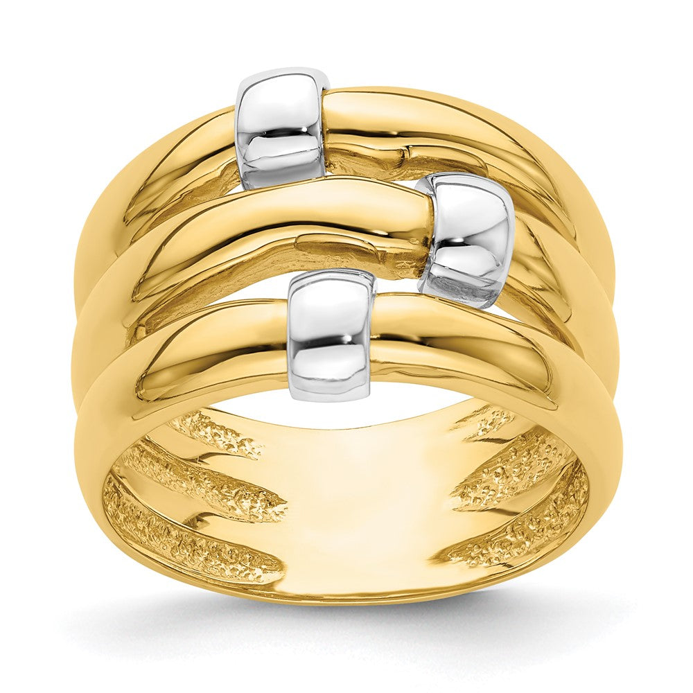 14K Bicolor Gold Polierter Bandring