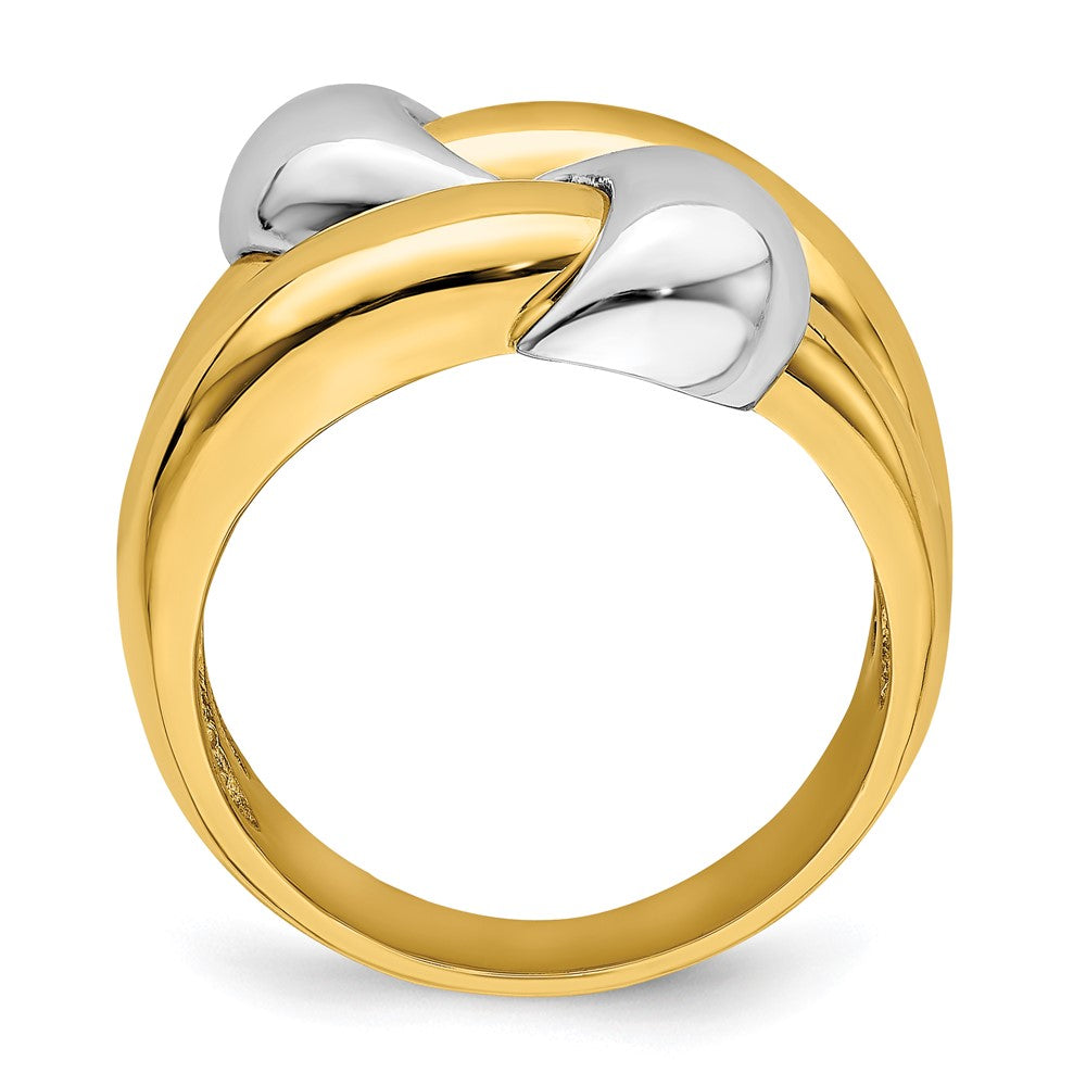 14K Bicolor-Gold polierter Knoten-Ring