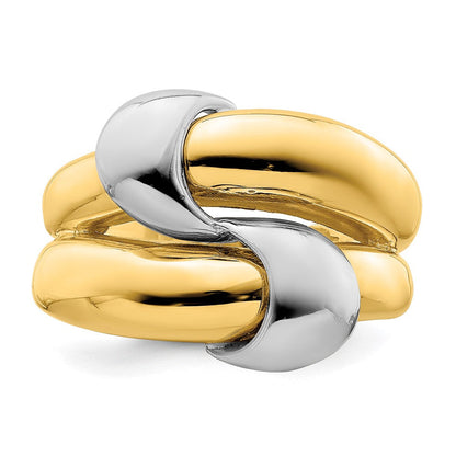 14K Bicolor-Gold polierter Knoten-Ring