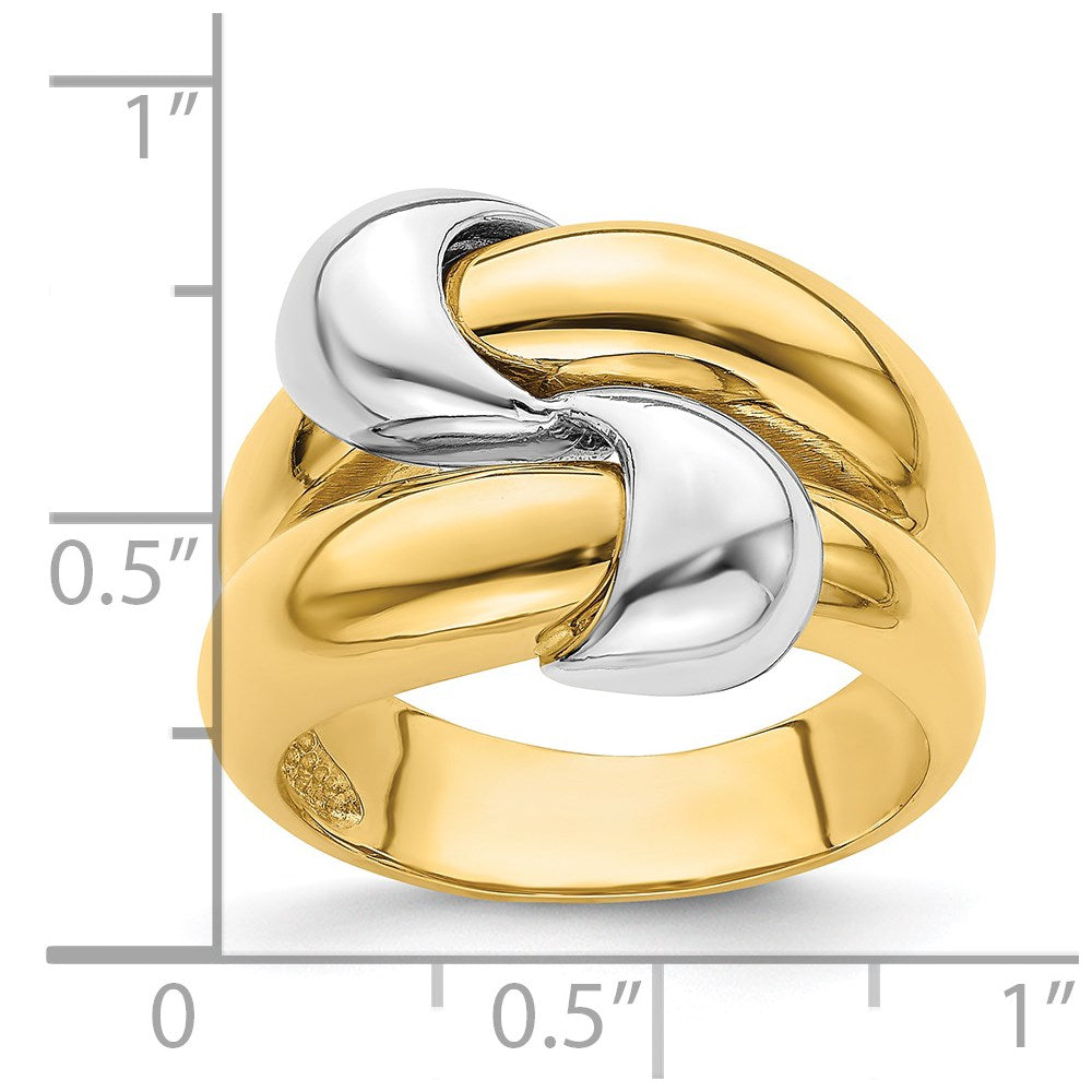 14K Bicolor-Gold polierter Knoten-Ring
