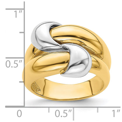 14K Bicolor-Gold polierter Knoten-Ring