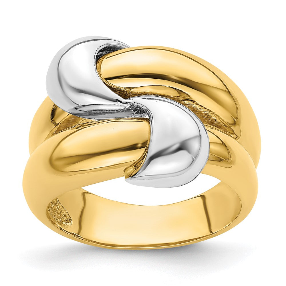 14K Bicolor-Gold polierter Knoten-Ring