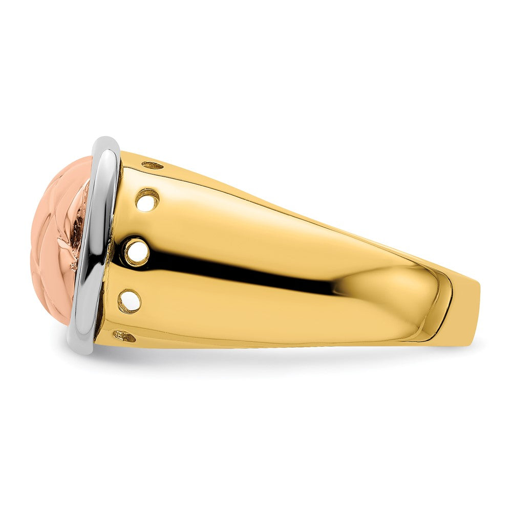 14K Tricolor Gold Ring mit gestepptem Top-Design