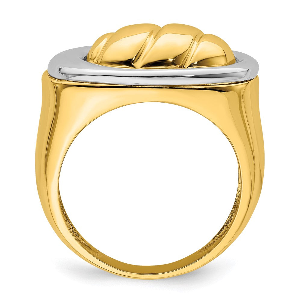 14K Bicolor Gold Ring mit poliertem ovalem Top