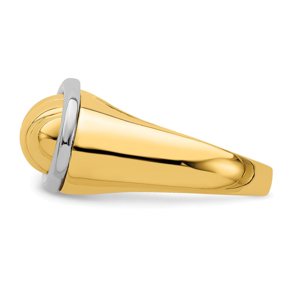14K Bicolor Gold Ring mit poliertem ovalem Top