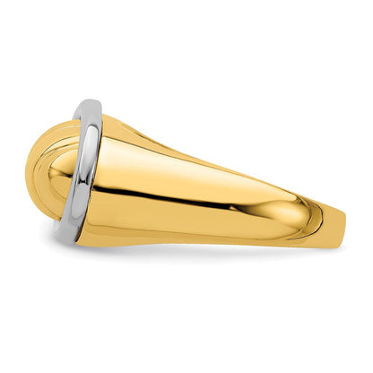 14K Bicolor Gold Ring mit poliertem ovalem Top