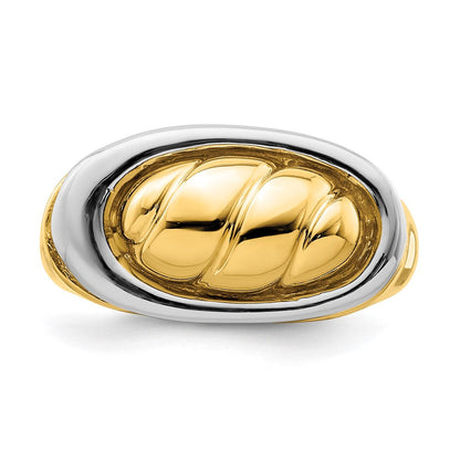 14K Bicolor Gold Ring mit poliertem ovalem Top