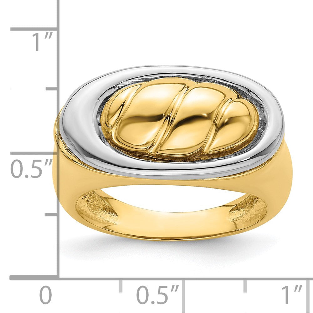 14K Bicolor Gold Ring mit poliertem ovalem Top