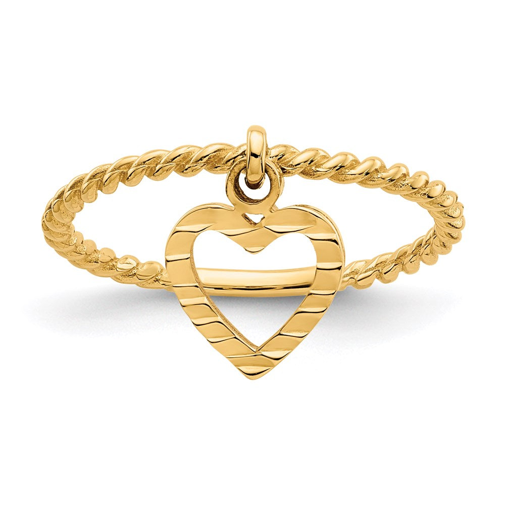 14K Gelbgold Ring mit herzförmigem Anhänger