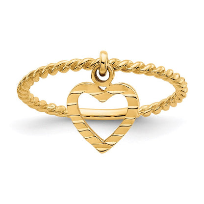14K Gelbgold Ring mit herzförmigem Anhänger
