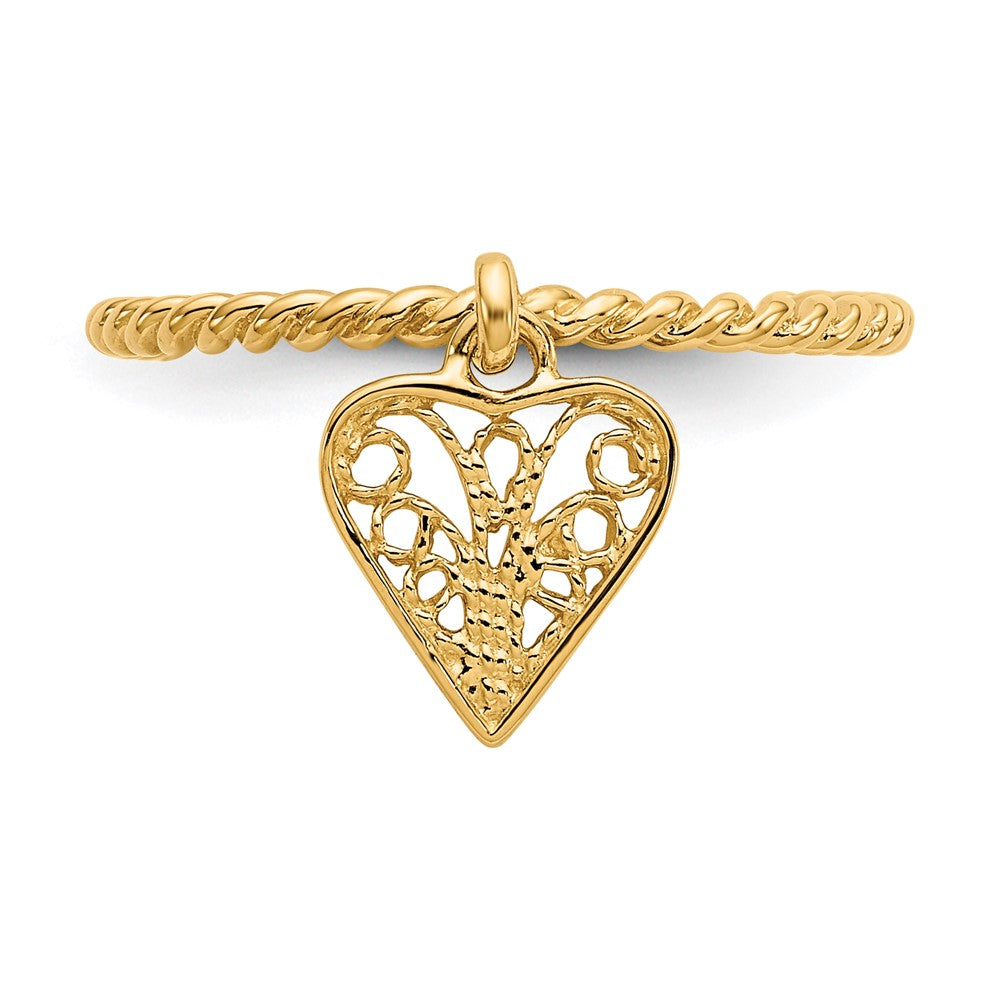14K Gelbgold Herz-Ring mit Anhänger